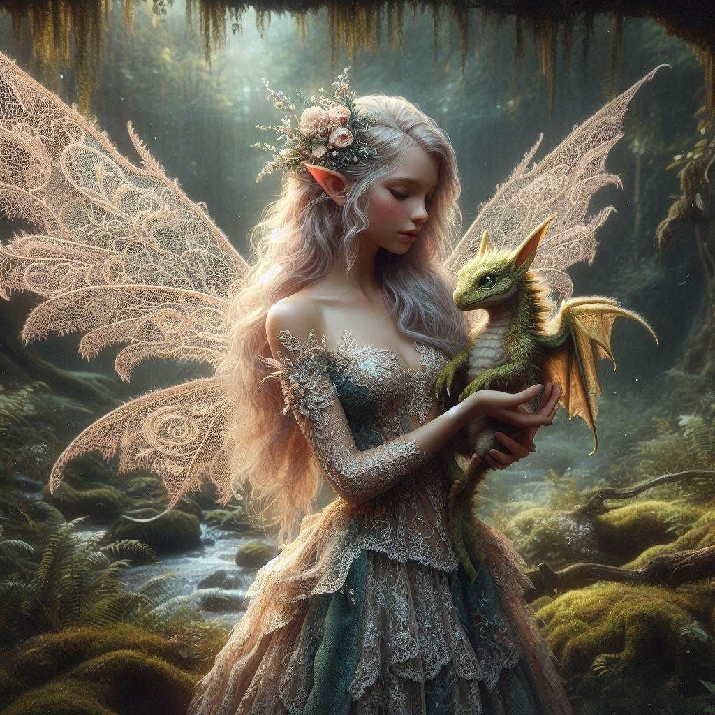 Fairy and baby dragon