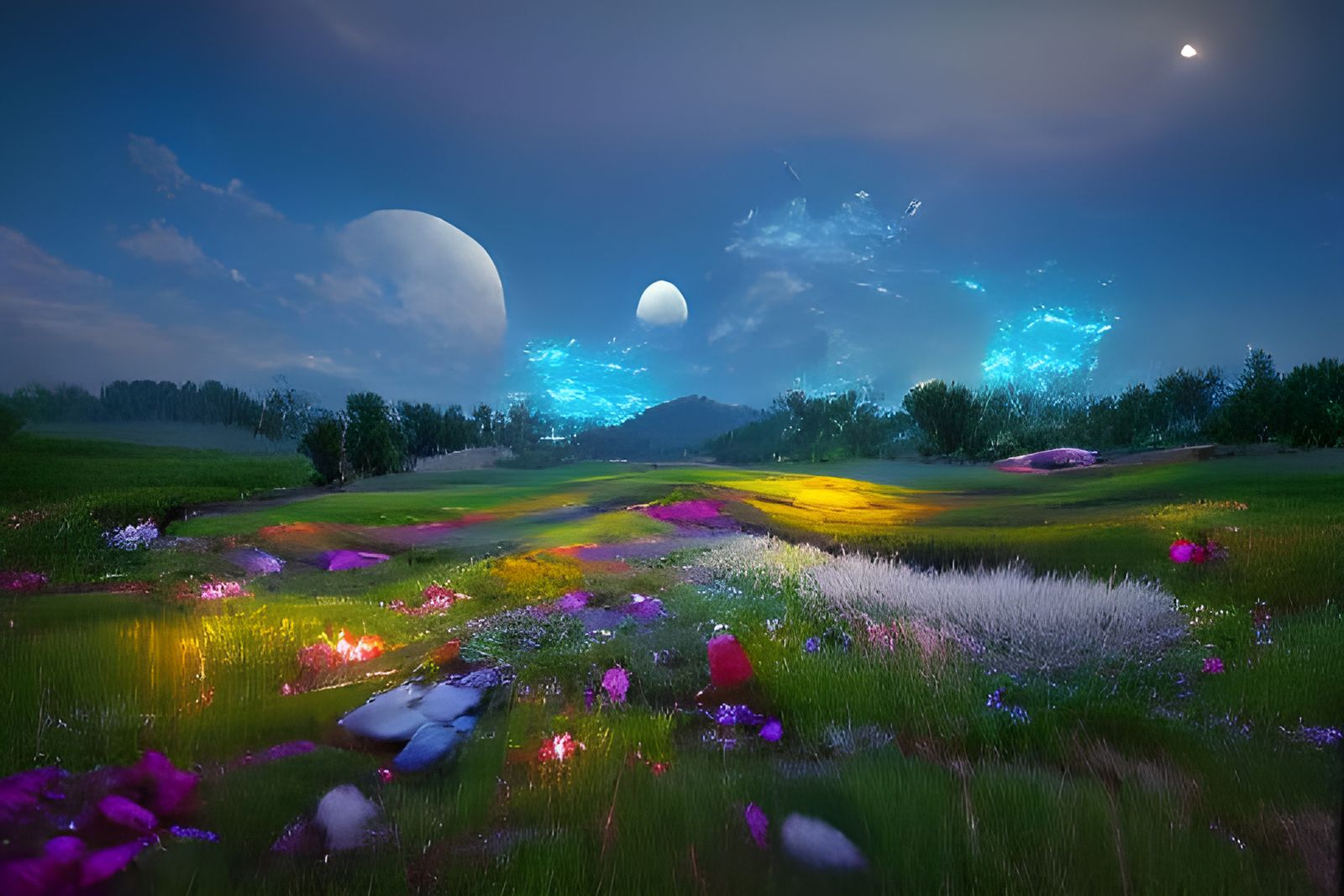 The meadow at night