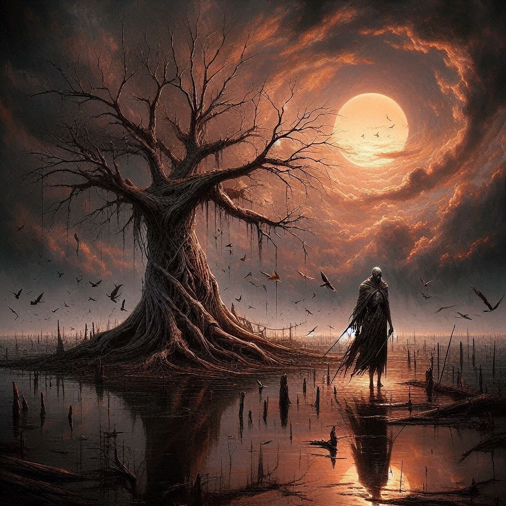 It waits, unbothered by the fleeting day, Knowing it will live when we decay. A thousand futures lie in its bark, While ...