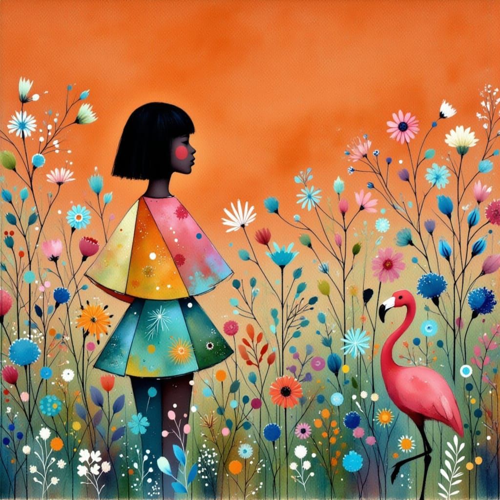 <lora:Earth and water:1.0> A textured acrylic and gouache painting in the style of whimsical folk art. ...  by @Aly 