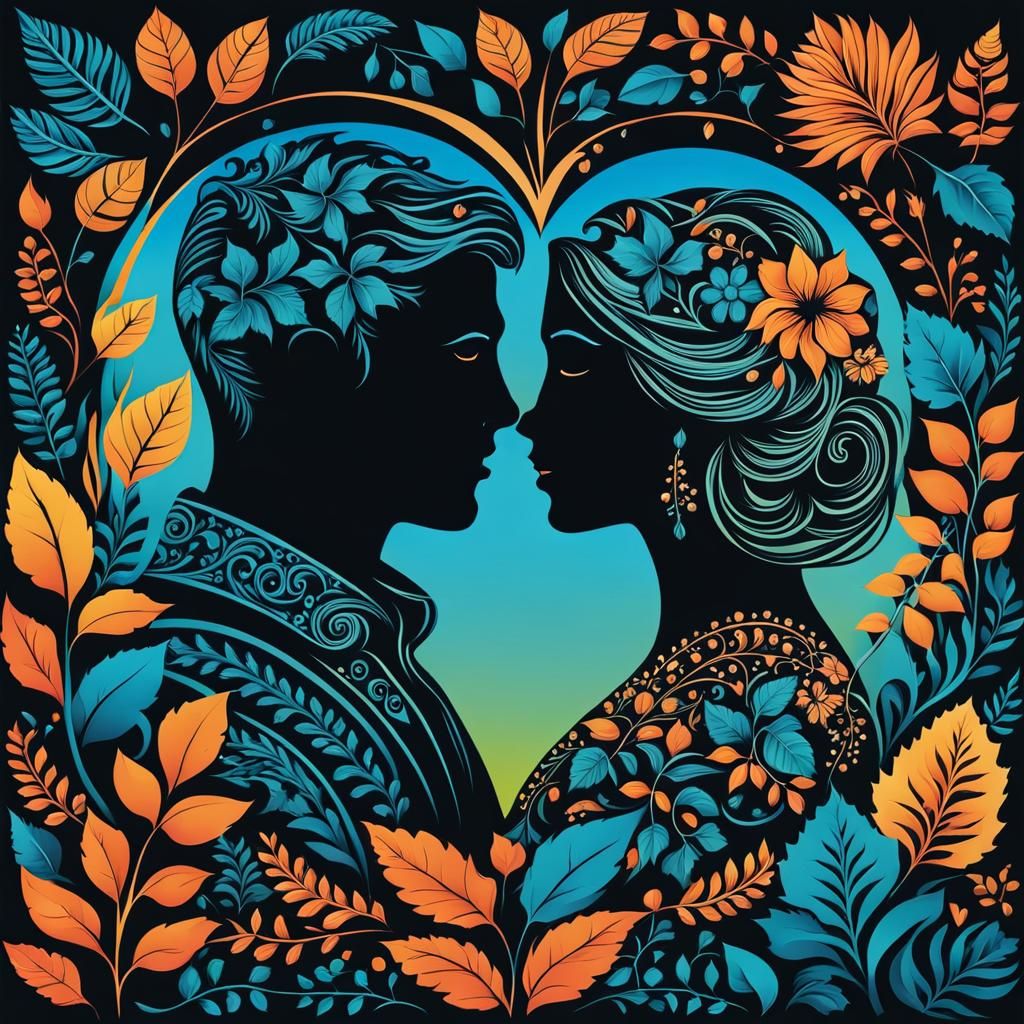Silhouettes of a man and a woman.