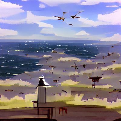 Somewhere in the distance, you can hear seagulls.
