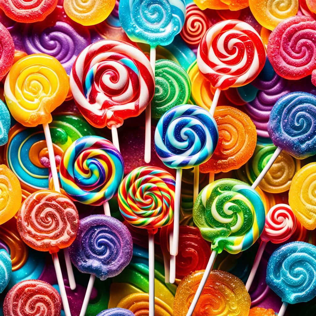 Colorful Sparkling Lollipop in Candy Art Style