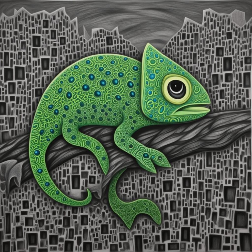 <lora:CHARCOAL DUSK:1.0> Chameleon