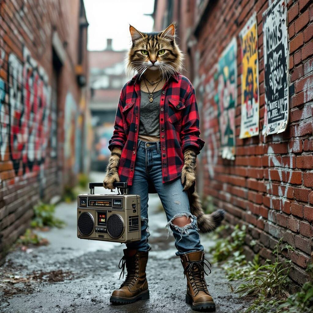Grunge 90's stray cat  by @Sherkhal