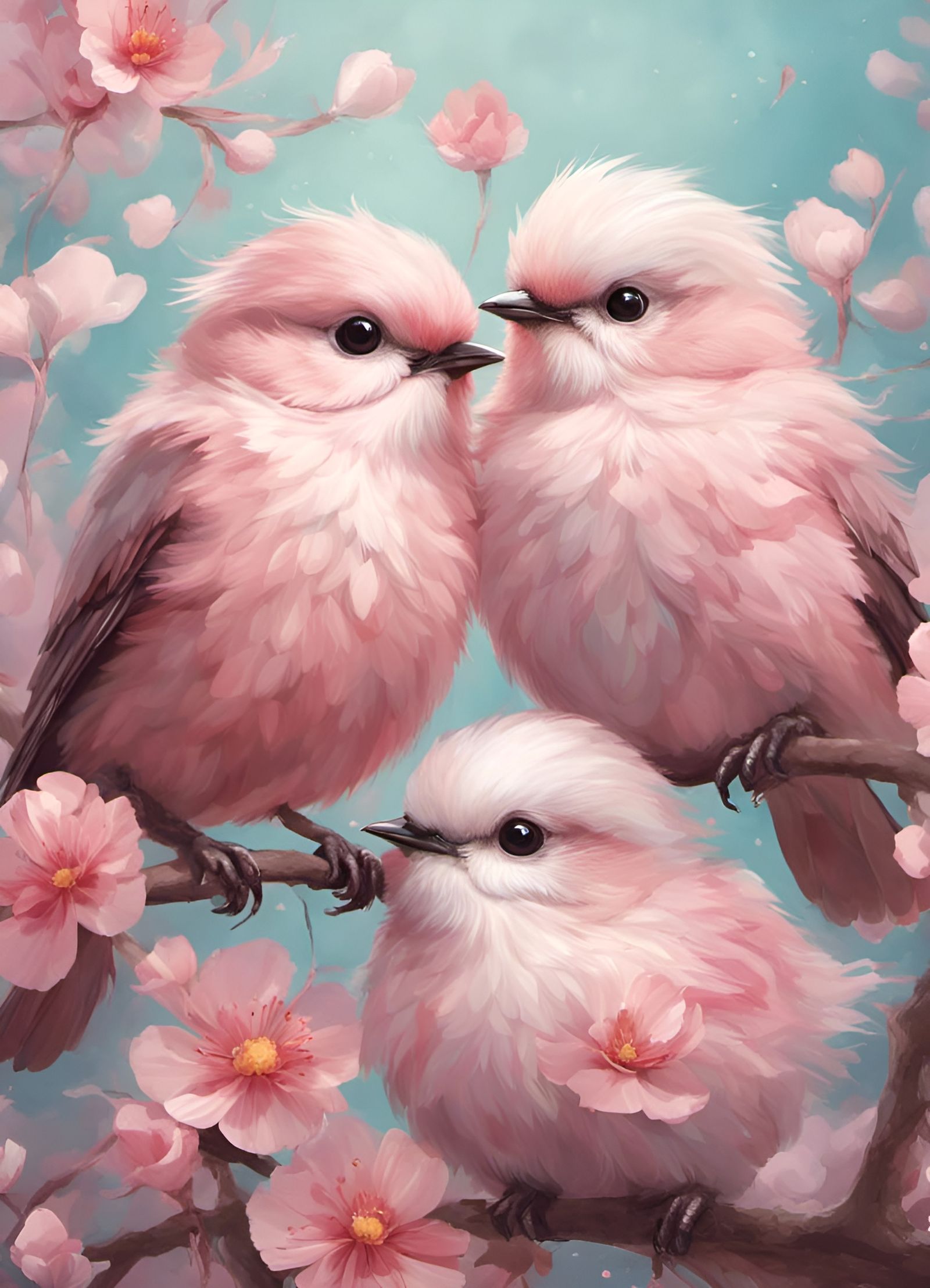 Three Pink Birds