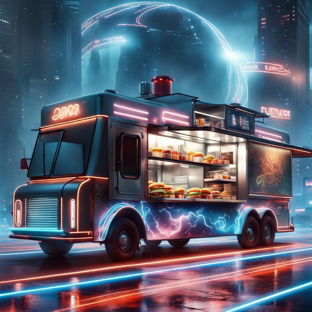 Futuristic Food Truck. - AI Generated Artwork - NightCafe Creator