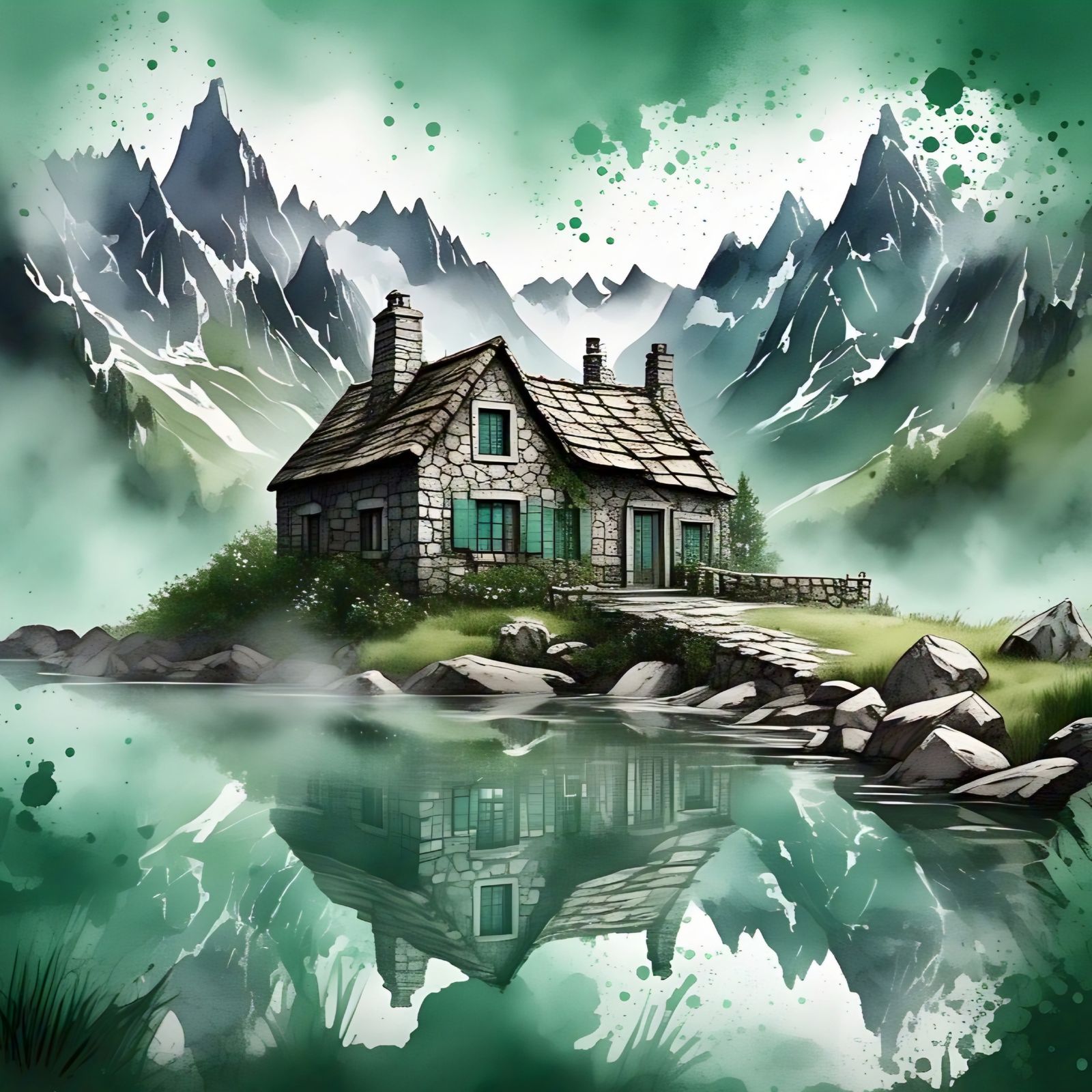 A lone stone hill side cottage