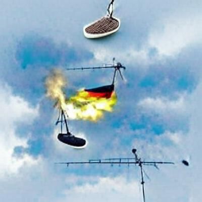 flying explosive shoe with a suicidal frying pan creating a ...