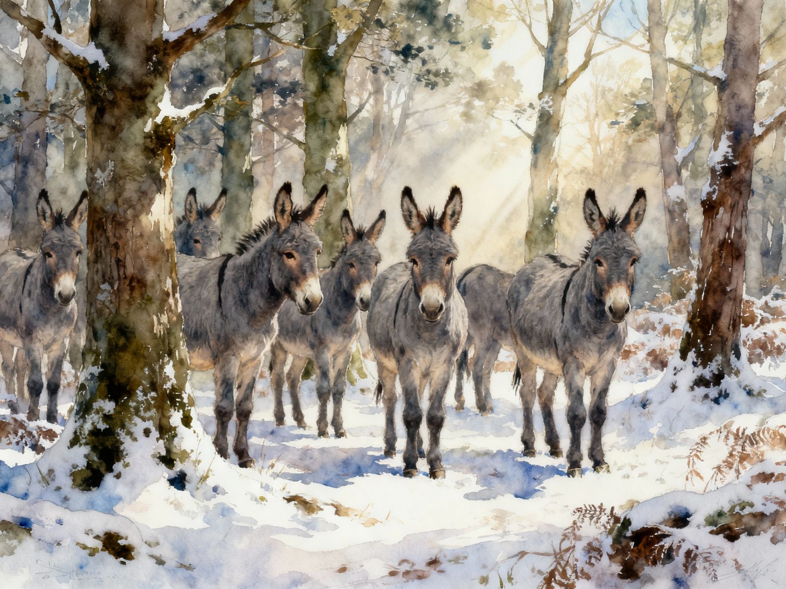 New Forest Donkeys in Winter