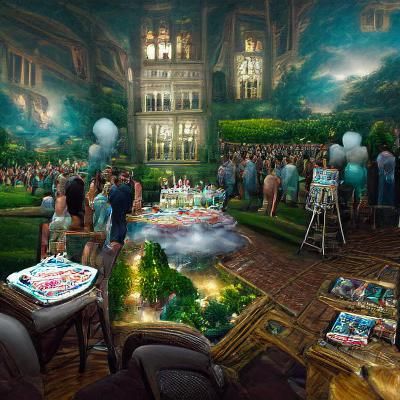 Thomas Kinkade Wayne manor party 8K 3D