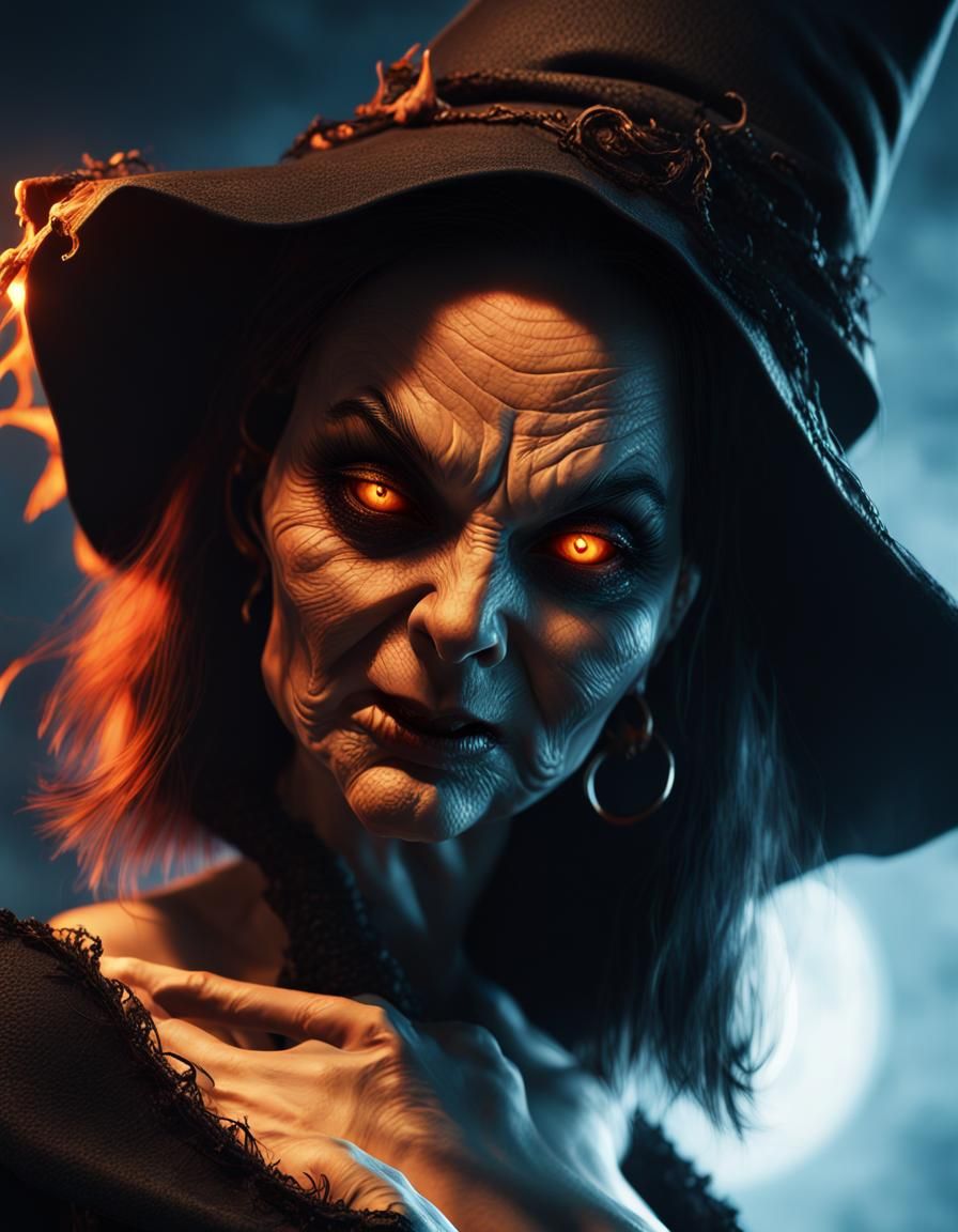 evil ugly witch, Halloween, pumpkin, witches, broomsticks, w...