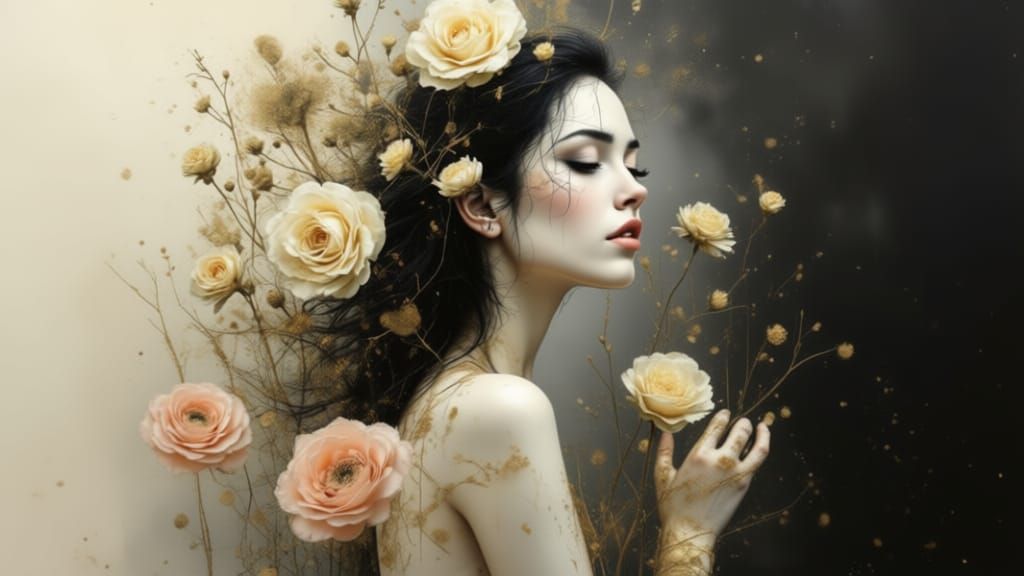 Arts_Poupée porcelaine entre Roses_028