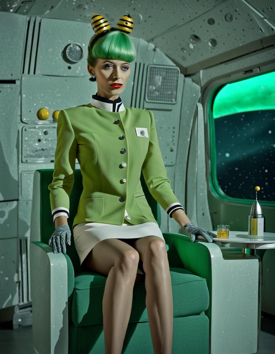 Retrofuturism, chrome female robot with bee hive hair style ...