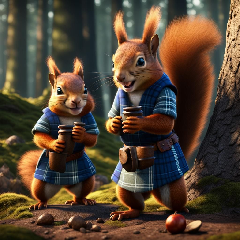 Scottish Squirrels Play Highland Games: 3D Game Art