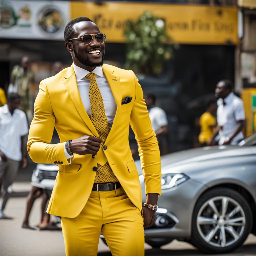 african business man
dress in yelloh in street