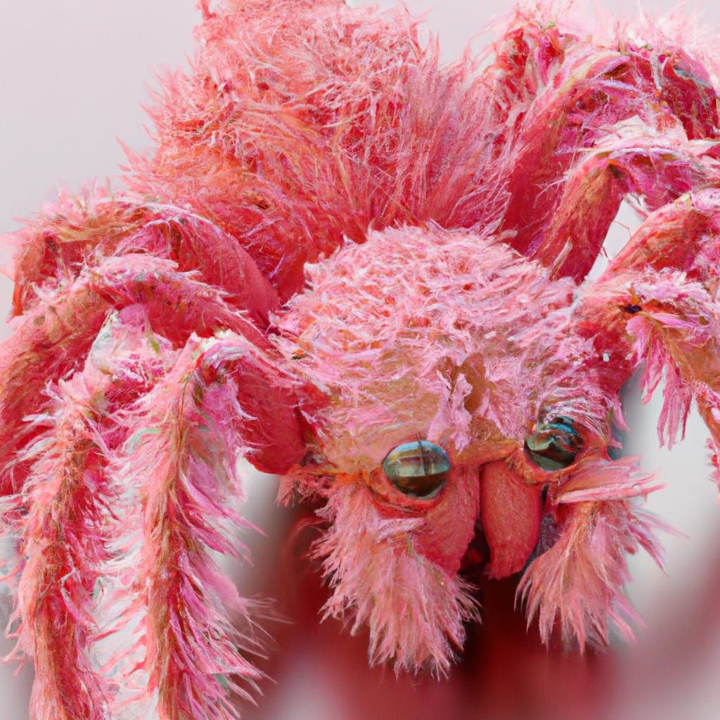 Cute Strawberry Pink Spider in Detailed 3D Render