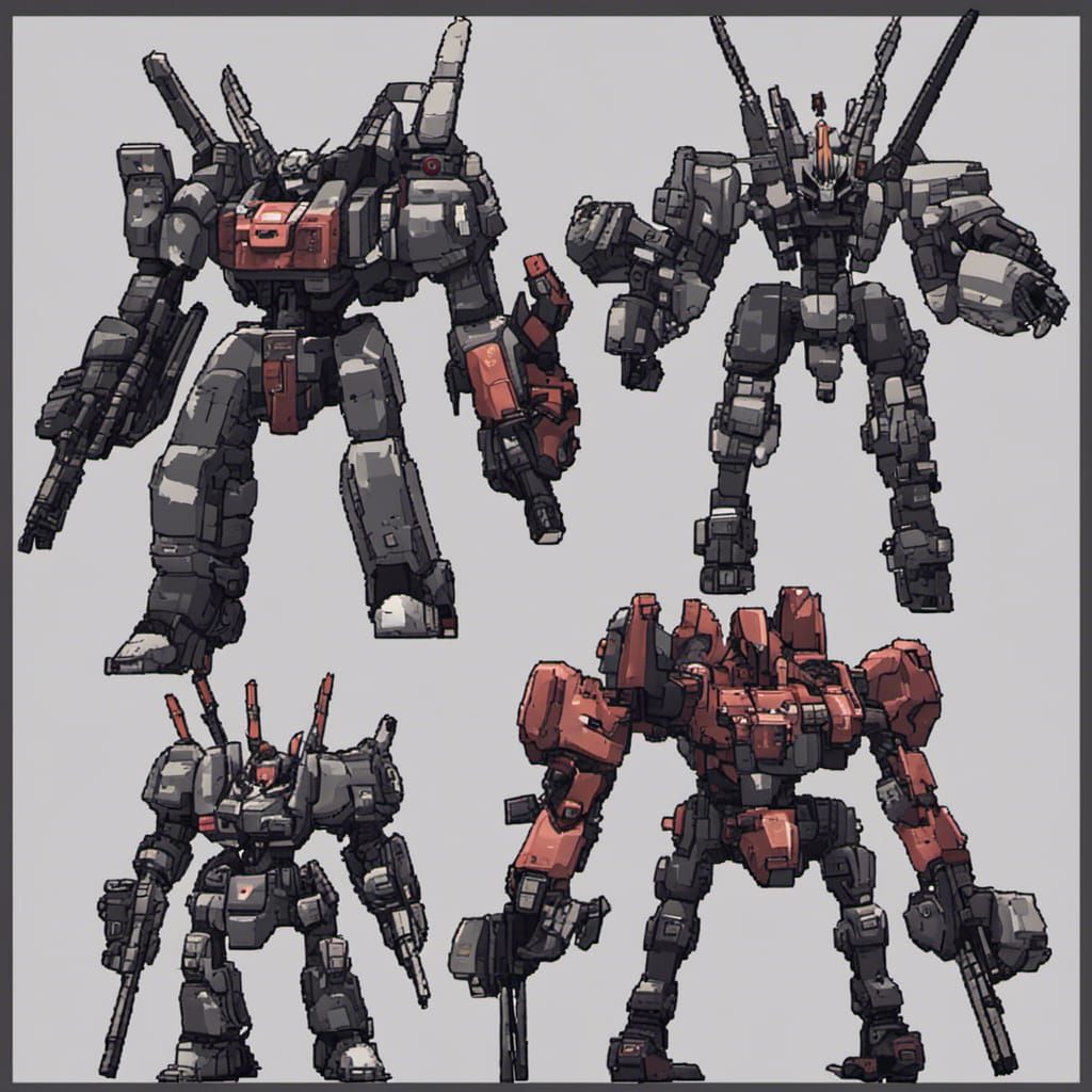 Armored core in Pixel art style for side-scroller - AI Generated ...