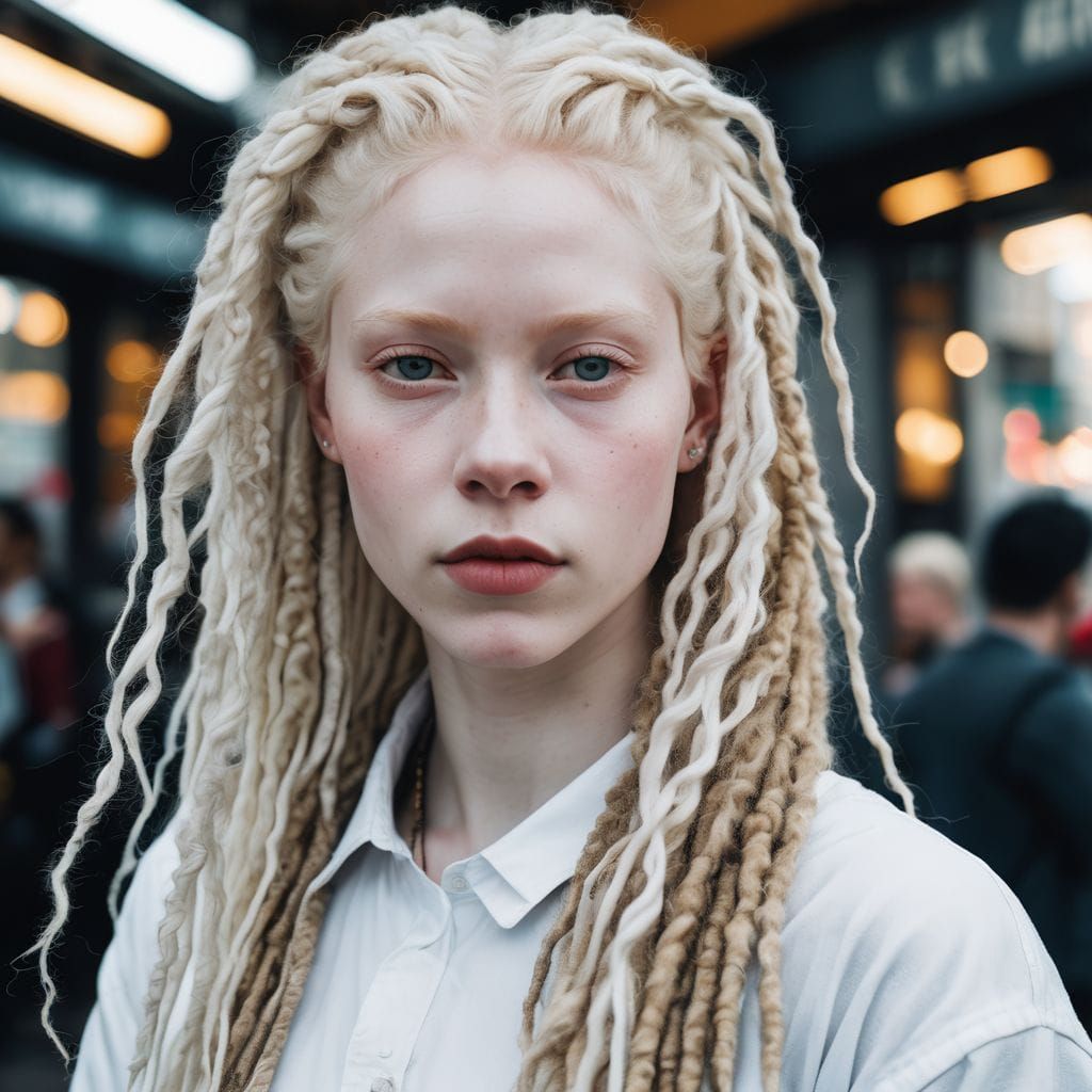 Albino Woman with Dreadlocks