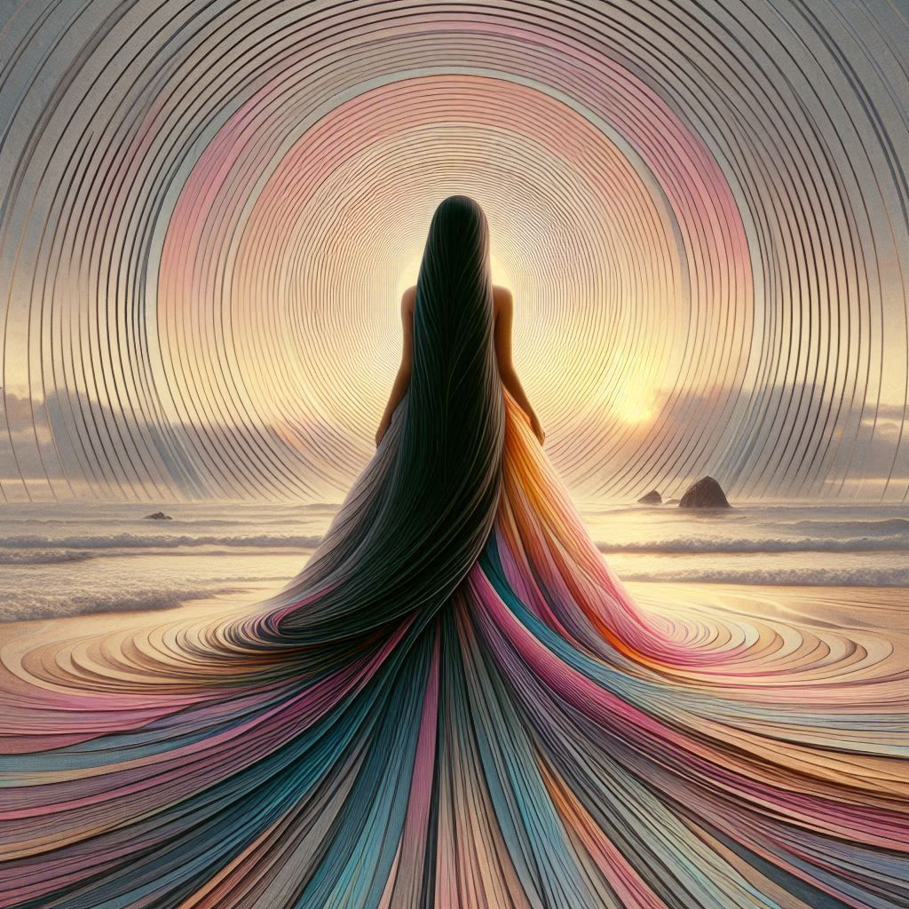 When a goddess admires the sunset