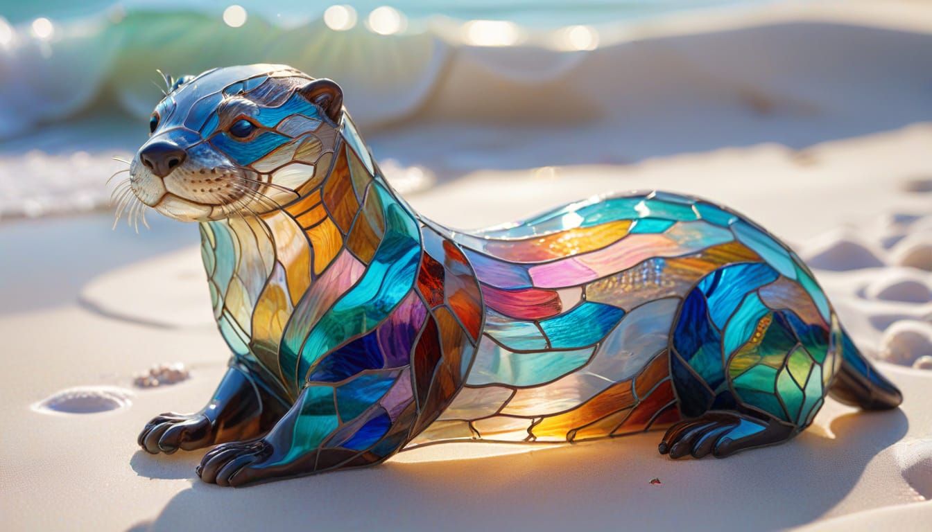 An Otter made entirely of stained glass  by @Jlo