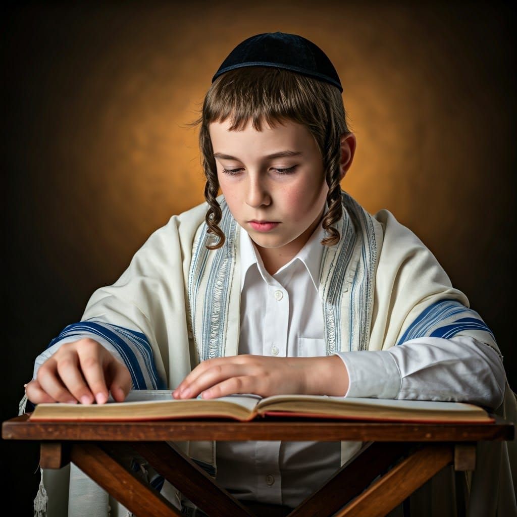 Young Jewish Boy Studying Torah