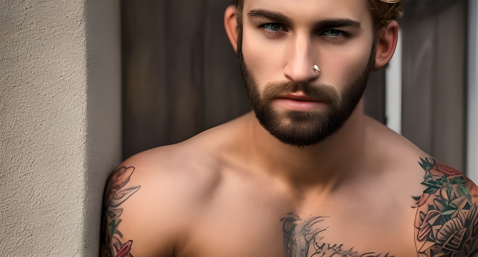 Handsome Male Model with Tatts - AI Generated Artwork - NightCafe Creator