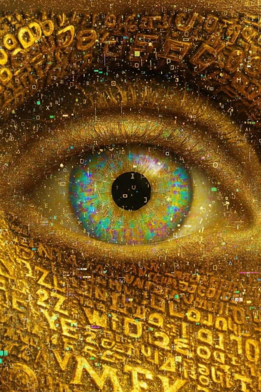 AI, HQ, 6K resolution, 1080P , iridescent golden $$$ AI codes Nano sized - Start Image 2