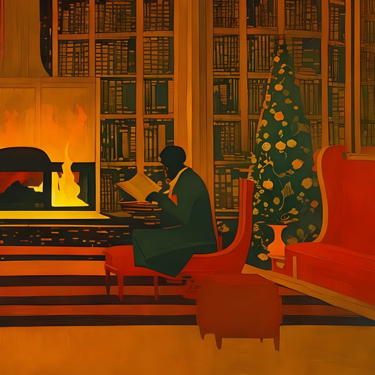 "Sitting By The Fire In The Mahogany Reading Room"