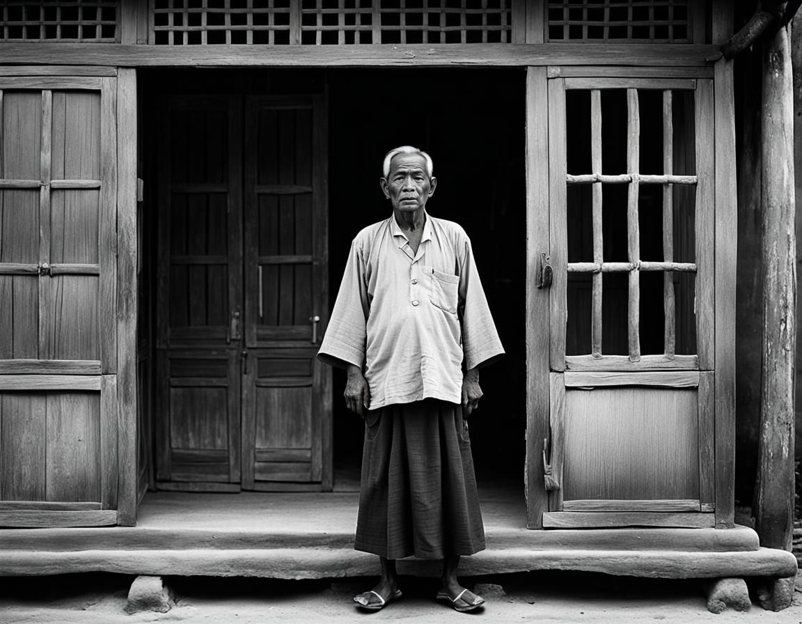 Black and white portrait of Bong Sok Lim