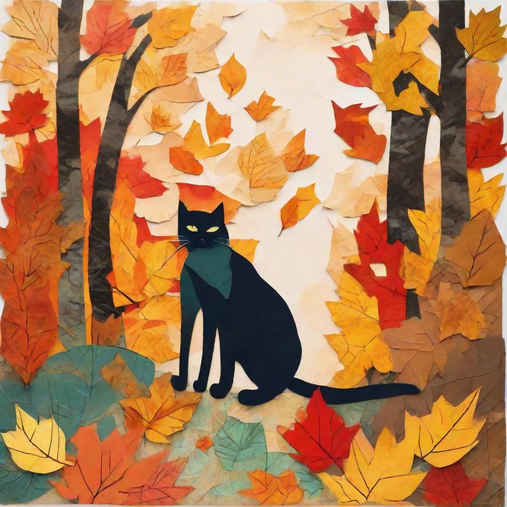 Fall paper collage with beautiful cat 
Fall paper collage ar...