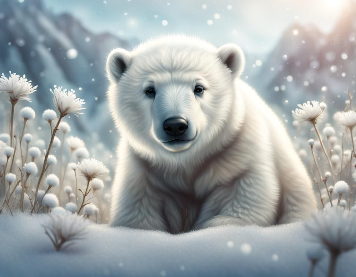 Polar Bear with Ice Flowers - AI Generated Artwork - NightCafe Creator