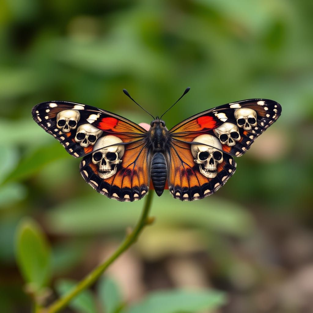 A butterfly with skulls on the wings.  by @Eto Demerzel