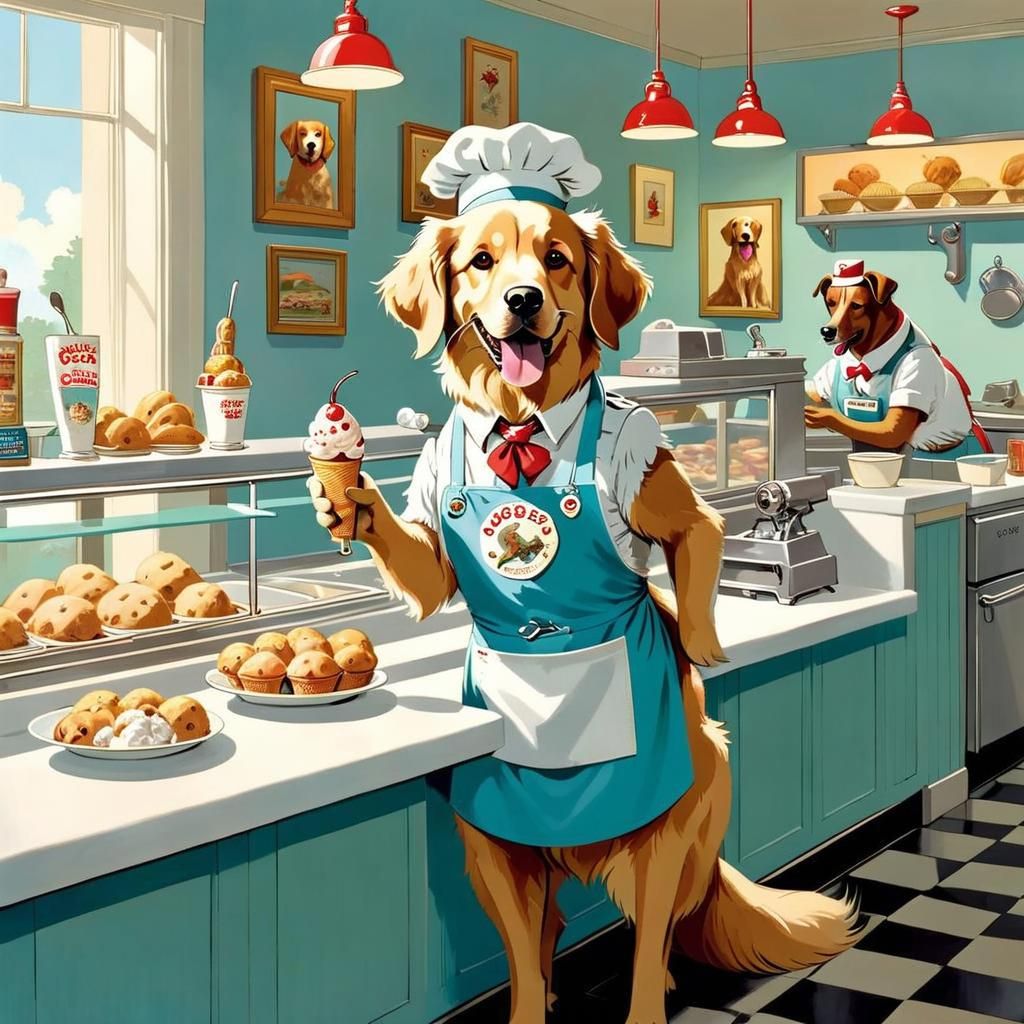 Dog, Muffin, and Ice Cream