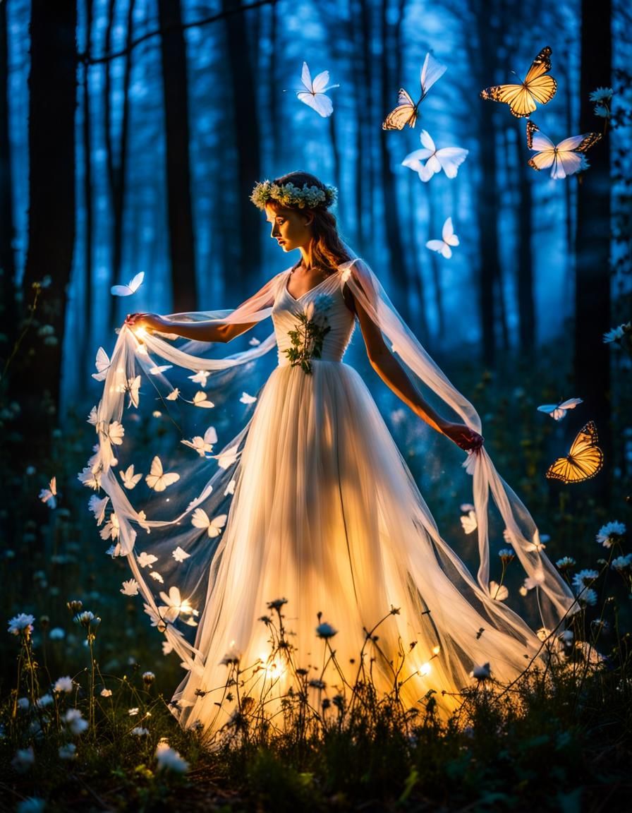  fairy, dresses with a long dress of TULLES  by @Nelllle