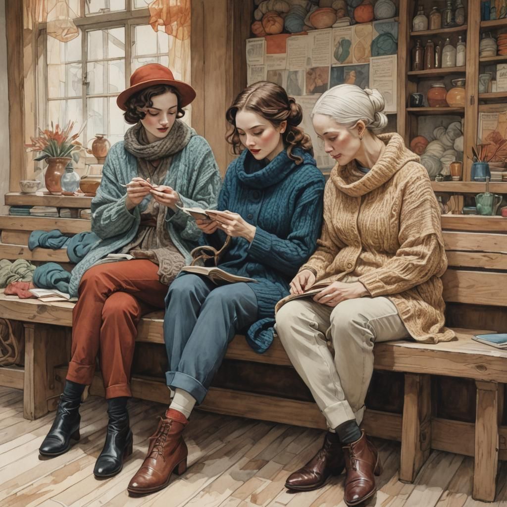 Knitting together  by @Evivi