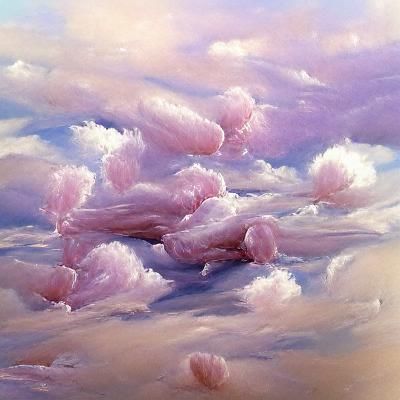 Soft subtle pink and lavender fluffy clouds