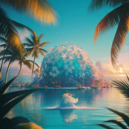 Surrealist Paradise: Bride on a Tropical Beach