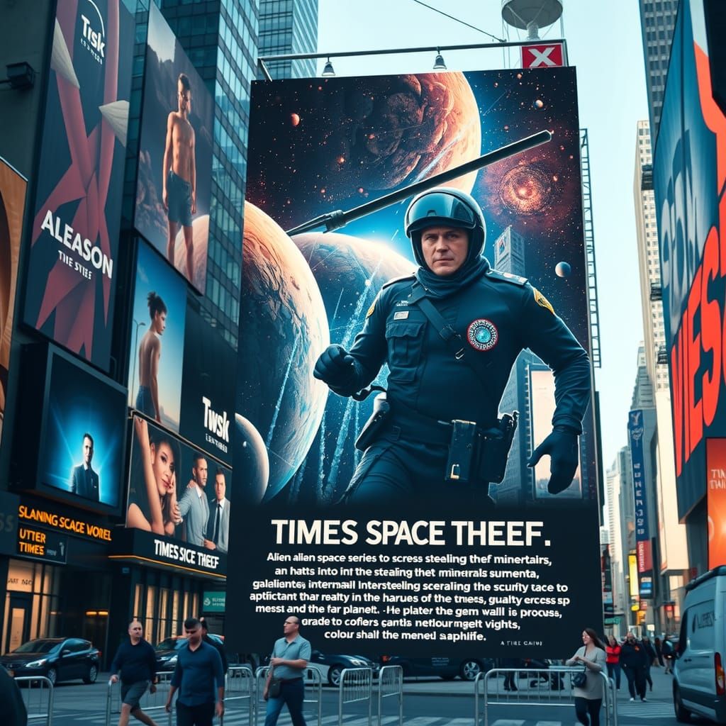Epic Space Thief Movie Poster in Times Square