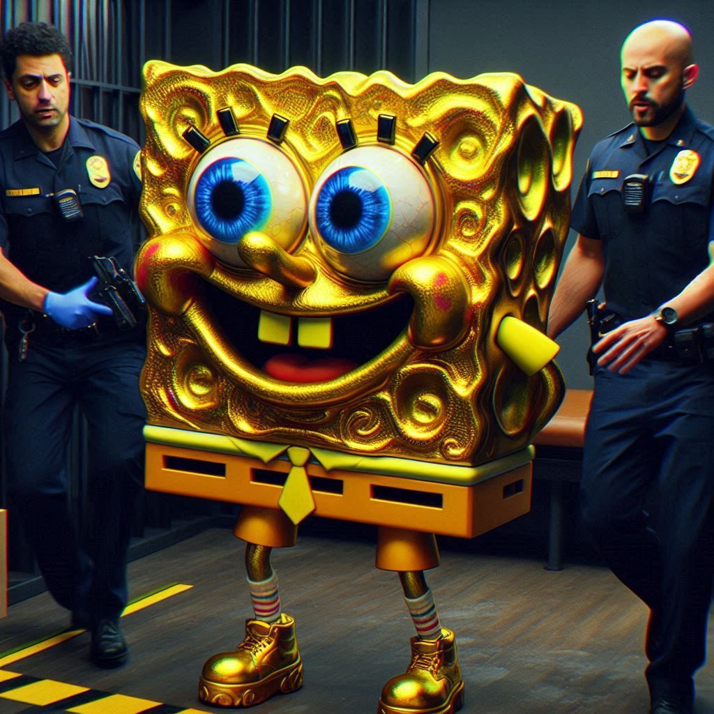 Gold SpongeBob In Trouble