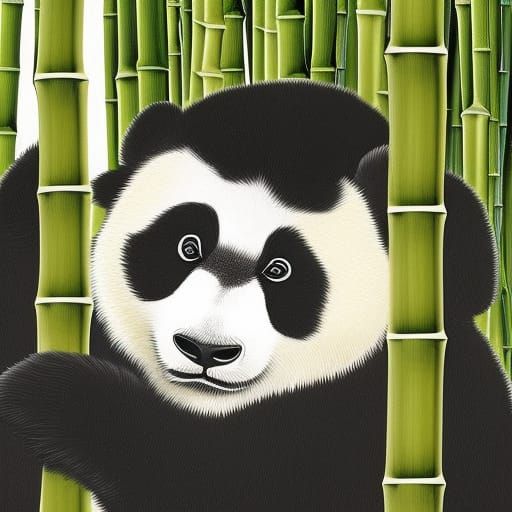 panda in bamboo, Aboriginal dot painting - AI Generated Artwork ...