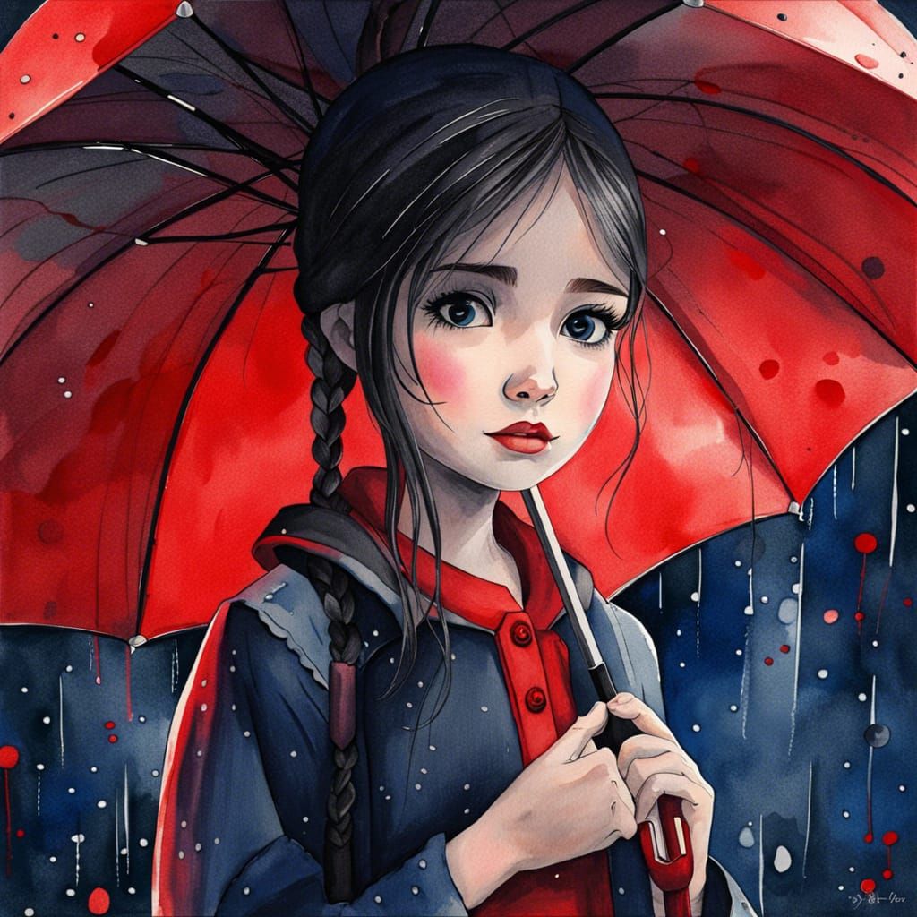 A girl holding an umbrella