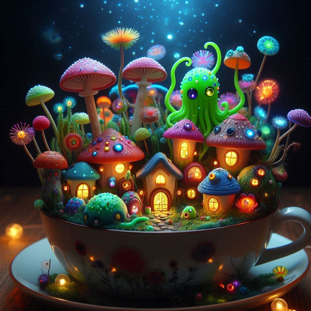otherworldly Alien world inside a teacup