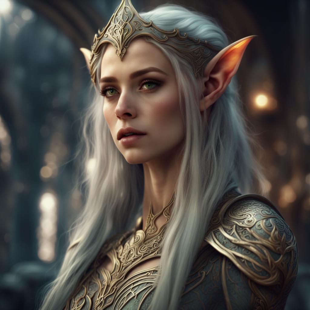 Beautiful elf woman with beautiful hair Epic cinematic brilliant ...