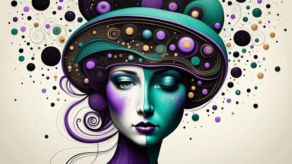 Villagescape at Night/ England /mushroom fairy house/ sage and purple glitter space/ reflection/  infinity/ merging/ future/ space/ supernov...