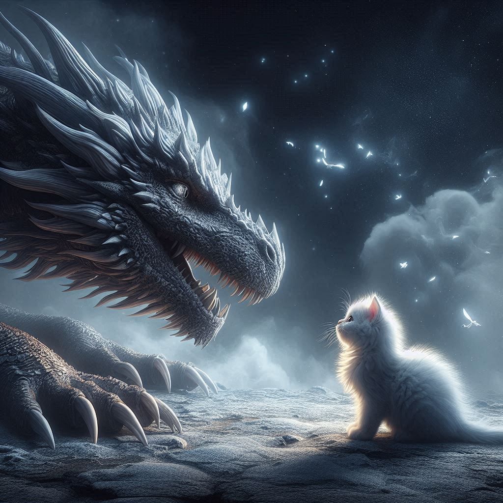 dragon and kitten
