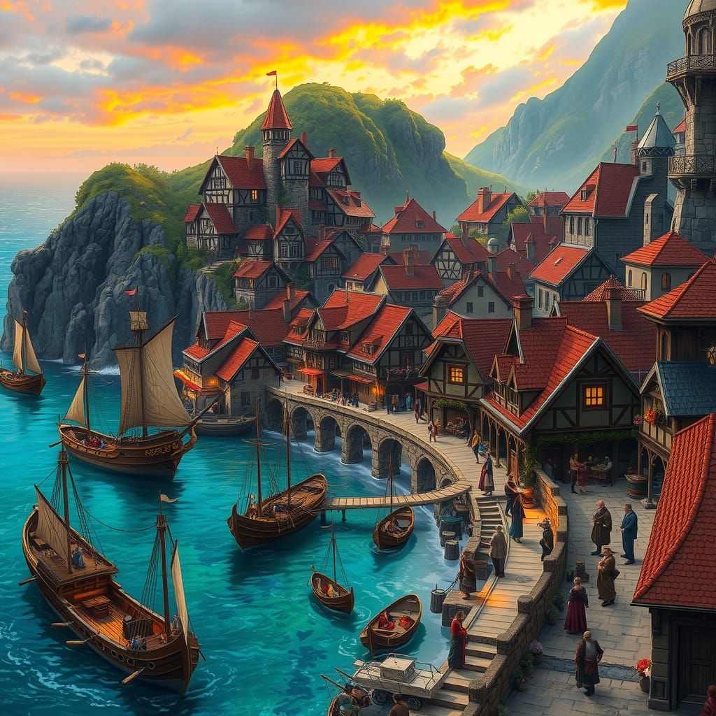 Medieval coastal town