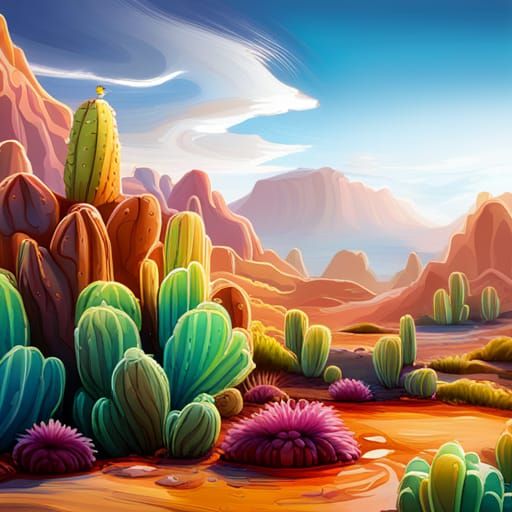 Cactus scape.. - AI Generated Artwork - NightCafe Creator