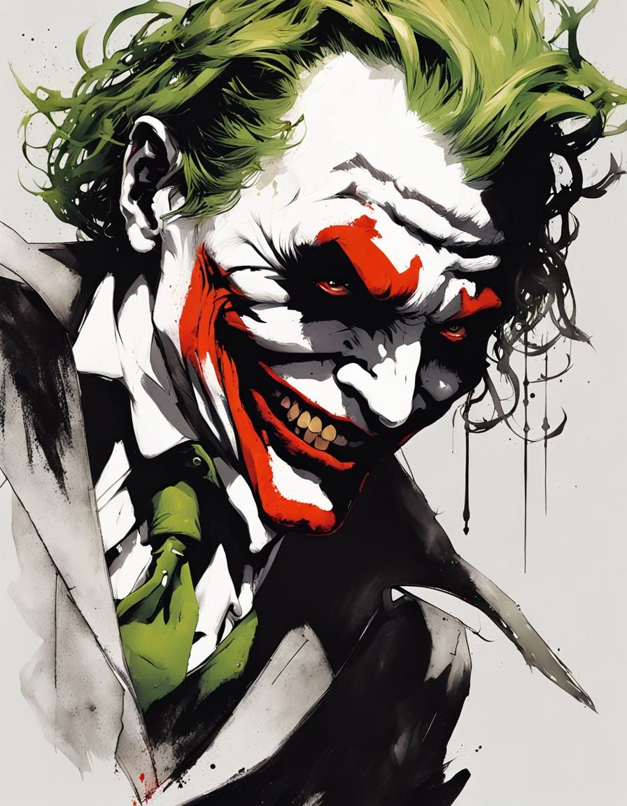 The Joker as Devil in Inkpunk Style