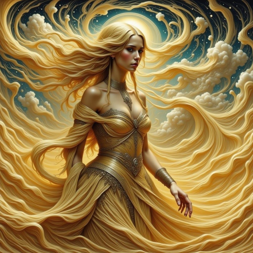 Mysterious Sorceress Confronts Infinite Golden Sandstorm